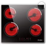 Cooksir plaque vitroc�ramique 4 feux, cadre en bord inox, plaque de cuisson �lectrique encastrable 60cm, ...