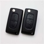 Coque de cl� de voiture rabattable � 2 boutons plip compatible peugeot citro�n