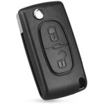 Coque de cl� de voiture rabattable � 2 boutons plip compatible peugeot citro�n