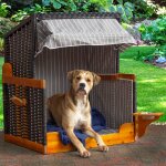 Corbeille pour chien 80cm en gris facile  nettoyer avec un toit solaire pliable - incl. housse de protection ...