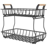 Corbeille  fruits  2 tages amovible pour pain collations noir