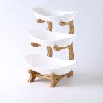 Corbeille a fruit 3 etages, grande panier a fruit et l�gumes avec bambou support, porte - fruits plateaux ...