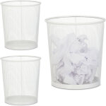 Corbeille papier, lot de 3, pour bureau & chambre ado, ouverte, ronde, fil de fer, poubelle, en métal, ... Corbeille papier, lot de 3, pour bureau & chambre ado, ouverte, ronde, fil de fer, poubelle, en métal, ...