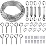 Corde en acier inoxydable � suspendre kit, 30m / 2mm c�ble en acier inoxydable rev�tu avec m5 tendeurs ...