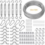 Corde en acier inoxydable  suspendre kit, 50m / 2mm cable en acier inoxydable revtu, avec m5 tendeur ...