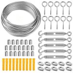 Corde en acier inoxydable � suspendre kit, 50m cable m�tallique, kit palissage plantes grimpantes, c�ble ...