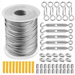Corde en acier inoxydable suspendre kit, 50m cable mtallique, kit palissage plantes grimpantes, cble ...