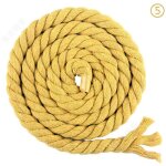 Corde en coton tress�e � 3 brins de 8 mm x 65. 5 pieds pour fil � tricoter artisanal (05 jaune)