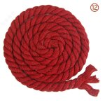 Corde en coton tresse  3 brins de 8 mm x 65. 5 pieds pour fil  tricoter artisanal (12 vin rouge)