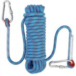 Corde d'escalade 10m polyester haute r�sistance mousquetons verrouillables force de traction 800 - 1200kg ...