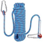 Corde d'escalade avec mousqueton de scurit statique 10mm corde d'alpinisme polyester sauvetage pour randonne ...