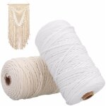Cordon coton torsad� 200 m, 3 mm, beige naturel, pour macram� et loisirs cr�atifs