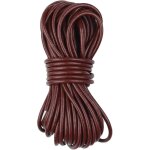 Cordon en cuir rond 2mm diam�tre, 5 m lacet marron, lani�re cuir fil cordon fournitures, tannage v�g�tal, ...