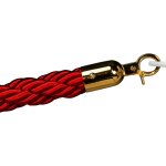 Cordon de s�paration pour potelet de tapis rouge - rouge torsad� - fermeture en laiton