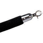 Cordon de séparation pour potelet de tapis rouge - velours noir - fermeture chromée Cordon de séparation pour potelet de tapis rouge - velours noir - fermeture chromée