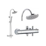 Coribi ? colonne de douche thermostatique ronde ? finition chrome ? pommeau 8' abs ? d�bit 16 - 20l / ...