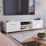 Cosmo meuble tv moderne haut brillant 2 portes meuble h 38 x l 160 x p 40 cm, blanc Cosmo meuble tv moderne haut brillant 2 portes meuble h 38 x l 160 x p 40 cm, blanc
