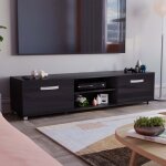 Cosmo meuble tv moderne haut brillant 2 portes meuble h 38 x l 160 x p 40 cm, noir Cosmo meuble tv moderne haut brillant 2 portes meuble h 38 x l 160 x p 40 cm, noir