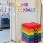 Costway - lot de 6 coussins de chaise pour enfant avec poign�es coussins d'assise carr�s 38 x 38cm multicolore ...