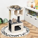 Costway - arbre � chat perchoir large 42x42x80cm avec poteau en sisal balle en peluche 2 niches pour ...