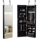 Armoire  bijoux mural armoire bijoux de rangement avec miroir et lumire led 120 x 36 x 10 cm accroche ...