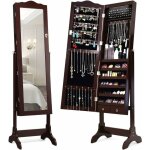 Armoire  bijoux sur pied avec 14 lampes led, verrouillable, rglable  4 angles avec 2 tiroirs (marron) ...
