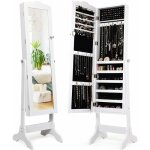 Costway armoire  bijoux sur pied 2 organiseurs cosmtiques amovibles?rangement compartiment pour toutes ...