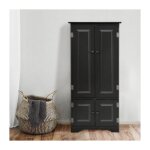 Armoire de rangement vintage en mdf avec 2 etagres de rangement rglabl, 59 x 32 x 123 cm (noir) - costway ...