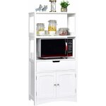 Costway - armoire de salle de bain meuble de rangement wc, avec tiroir, 2 tagres ouvertes, double porte, ...