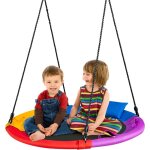 Costway - balançoire nid d'oiseau ronde Ø100cm pour enfants, avec oreiller et poignée coloré Costway - balançoire nid d'oiseau ronde Ø100cm pour enfants, avec oreiller et poignée coloré