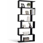 Costway bibliothque tagre pour livres meuble rangement de 6 niveaux contemporaine noir en bois 80x23x192cm ...