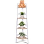 Costway - bibliothque / tagre et de rangement pour angle avec 4 tagres style moderne en bois 32 ...