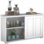 Buffet bas contemporain bahut vaisselier laqu 106, 7x33x62, 5cm, blanc antique - costway
