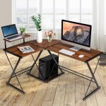 Costway - bureau d'angle en forme l dtachable, table d'ordinateur structure solide 147x112x79cm