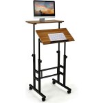 Costway - bureau debout mobile, chariot pour ordinateur portable  hauteur rglable avec plateau angle ...