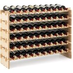 Costway - casier  bouteilles pour 60 bouteilles, tagre  vin en bois de pin, porte - bouteilles  ...