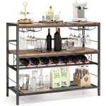 Costway - casier à vin autoportant à 4 niveaux, table de bar à vin de 104 cm avec rangement, 4 rangées ... Costway - casier à vin autoportant à 4 niveaux, table de bar à vin de 104 cm avec rangement, 4 rangées ...