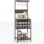Costway - casier  vin, casier  bouteilles  3 niveaux pour 12 bouteilles avec 3 porte verre, support ...