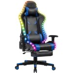Costway chaise gaming rvb , fauteuil gamer clairage led 358 effets en pu avec dossier, hauteur et repose ...