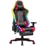 Costway - chaise gaming rvb , fauteuil gamer clairage led 358 effets en pu avec dossier, hauteur et ...