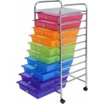 Chariot de rangement desserte � roulettes tour de rangement avec 10 tiroirs amovibles fournitures de ...