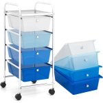 Costway - chariot de rangement  roulettes avec 4 tiroirs plastiques amovibles, tour de rangement  roulettes, ...