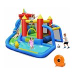 Costway ch�teau gonflable 7 en 1 avec souffleur 450w toboggan aquatique aire de saut mur d'escalade kit ...