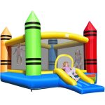 Costway ch�teau gonflable avec toboggan amusant et ouverture d'entr�e s�curis�e int�rieur&ext�rieur sans ...
