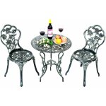 Costway - ensemble table et 2 chaises pour jardin en fonte aluminium forme de rose style antique