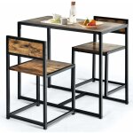 Costway ensemble table  manger 1 table et 2 chaises encastrable style industriel moderne pour salle ...