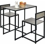Costway ensemble table  manger 3 pices avec 2 chaises encastrable de style industriel moderne, cadre ...