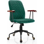 Costway fauteuil de bureau  roulette en velours, chaise pivotante rglable, style vintage elgant, accoudoirs ...