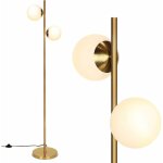Costway - lampadaire � 2 globes en verre d�poli, lampe sur pied moderne avec interrupteur � pied et poteau ...