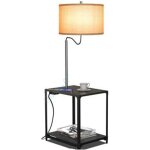 Costway - lampadaire sur pied salon avec table d'appoint 2 port usb et bras de lampe rotatif � 360�, ...